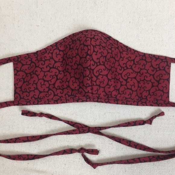 Red/black Swirl Fitted Fabric Face mask pocket - Picture 1 of 11